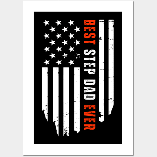 Best Step Dad Ever American Flag Stepfather Father's Day Posters and Art